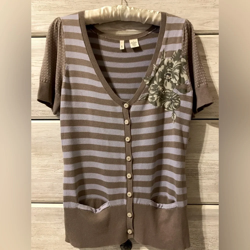 Anthropologie (Moth) Sweater; Lavender & Light Brown - Picture 1 of 4